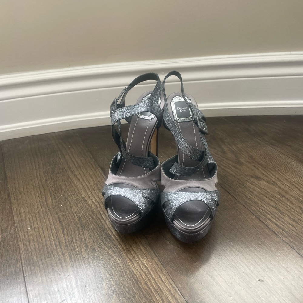 Silver Dior Platform Sandals